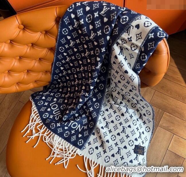 Best Price Louis Vuitton Heart Cashmere Long Scarf 45x190cm 1128 Blue 2024