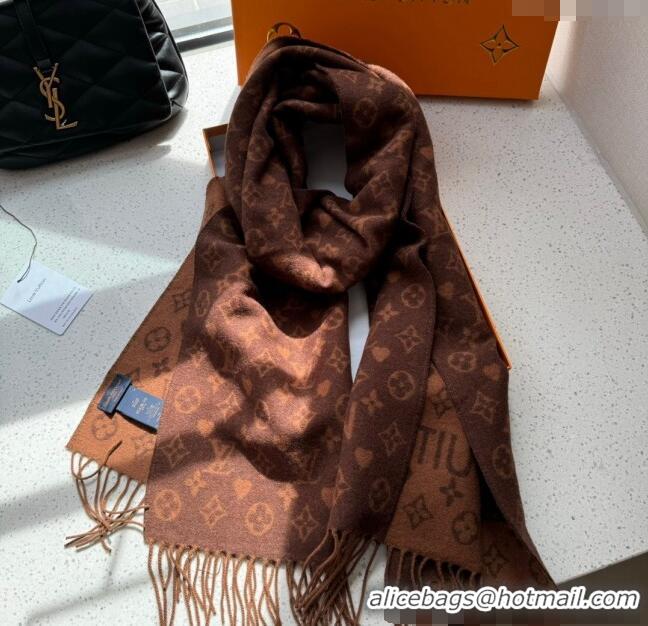 Well Crafted Louis Vuitton Heart Cashmere Long Scarf 45x190cm 1128 Brown 2024