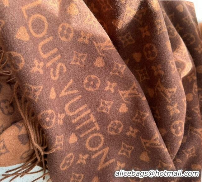 Well Crafted Louis Vuitton Heart Cashmere Long Scarf 45x190cm 1128 Brown 2024