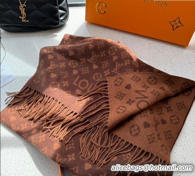 Well Crafted Louis Vuitton Heart Cashmere Long Scarf 45x190cm 1128 Brown 2024