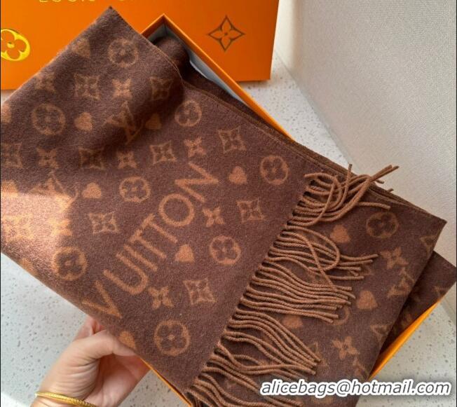 Well Crafted Louis Vuitton Heart Cashmere Long Scarf 45x190cm 1128 Brown 2024