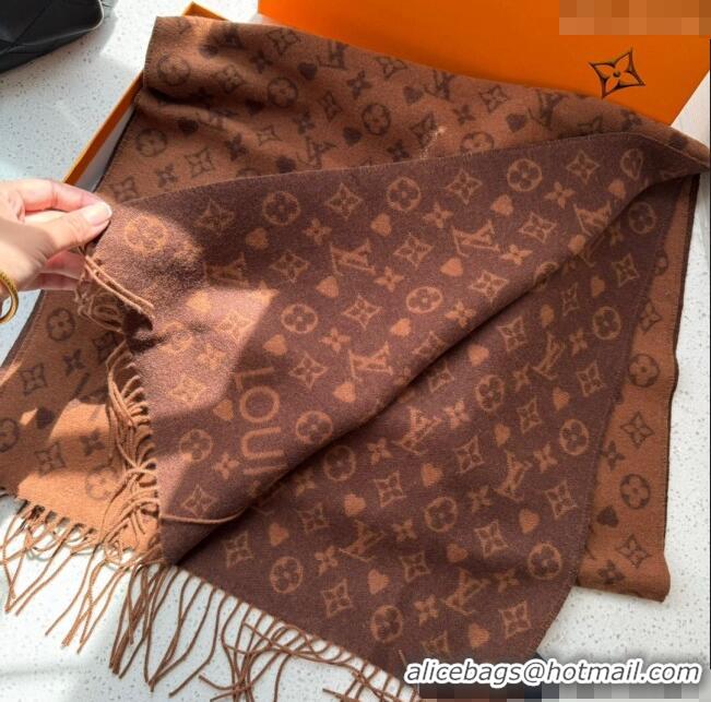 Well Crafted Louis Vuitton Heart Cashmere Long Scarf 45x190cm 1128 Brown 2024