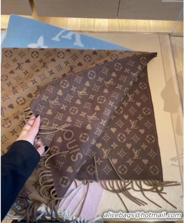 Well Crafted Louis Vuitton Heart Cashmere Long Scarf 45x190cm 1128 Brown 2024