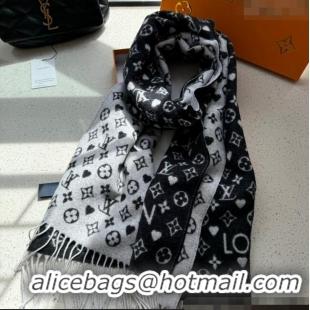 Best Product Louis Vuitton Heart Cashmere Long Scarf 45x190cm 1128 Black 2024