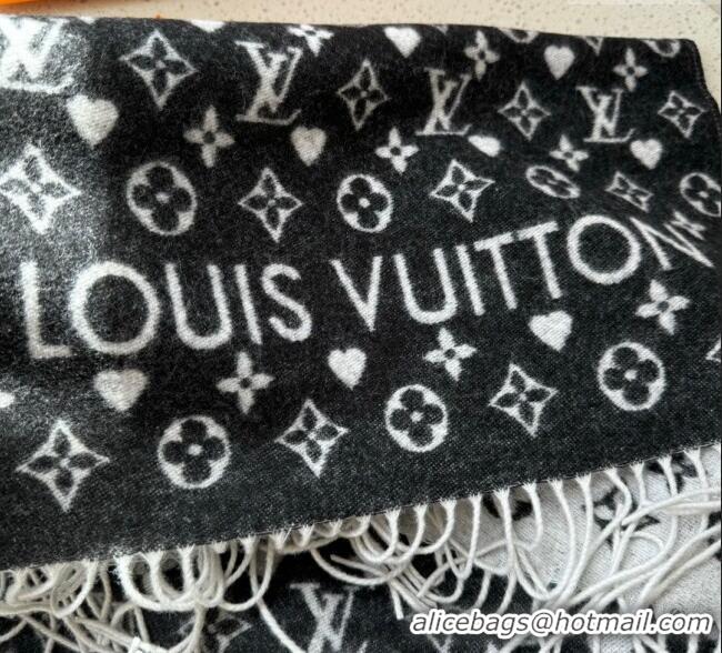 Best Product Louis Vuitton Heart Cashmere Long Scarf 45x190cm 1128 Black 2024