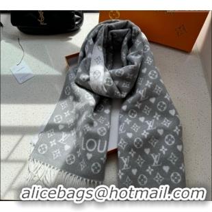 Traditional Specials Louis Vuitton Heart Cashmere Long Scarf 45x190cm 1128 Grey 2024