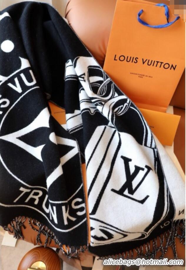 Low Cost Louis Vuitton Lock and Keys Wool Cashmere Long Scarf 45x215cm 1128 Black/White 2024