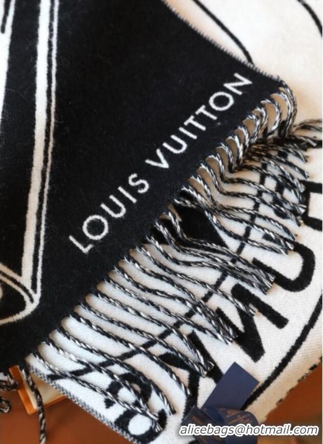 Low Cost Louis Vuitton Lock and Keys Wool Cashmere Long Scarf 45x215cm 1128 Black/White 2024