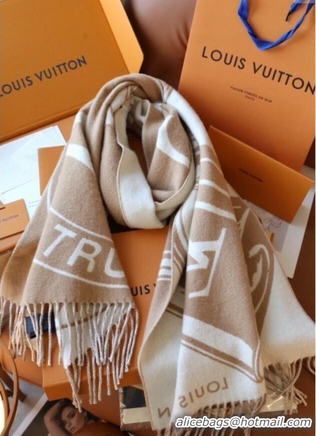 Best Design Louis Vuitton Lock and Keys Wool Cashmere Long Scarf 45x215cm 1128 Beige 2024