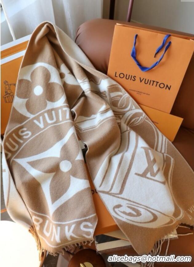 Best Design Louis Vuitton Lock and Keys Wool Cashmere Long Scarf 45x215cm 1128 Beige 2024