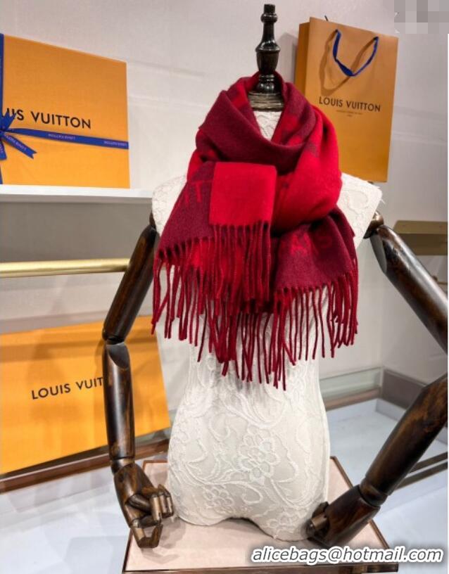 Buy Fashionable Louis Vuitton Reykjavik Cashmere Long Scarf 45x180cm 1128 Dark Red 2024