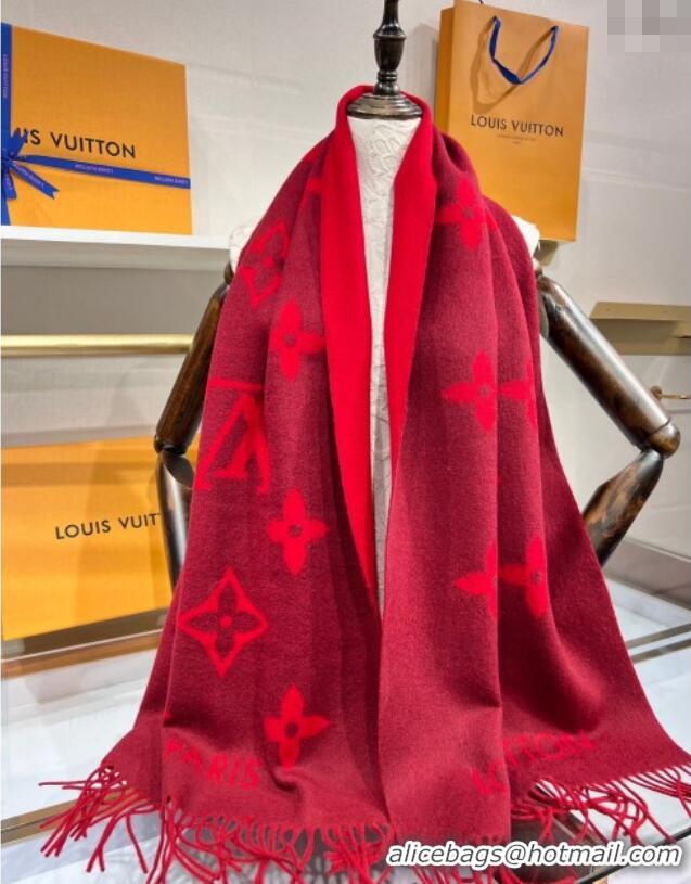 Buy Fashionable Louis Vuitton Reykjavik Cashmere Long Scarf 45x180cm 1128 Dark Red 2024