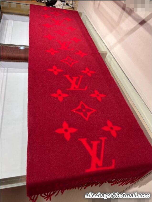 Buy Fashionable Louis Vuitton Reykjavik Cashmere Long Scarf 45x180cm 1128 Dark Red 2024