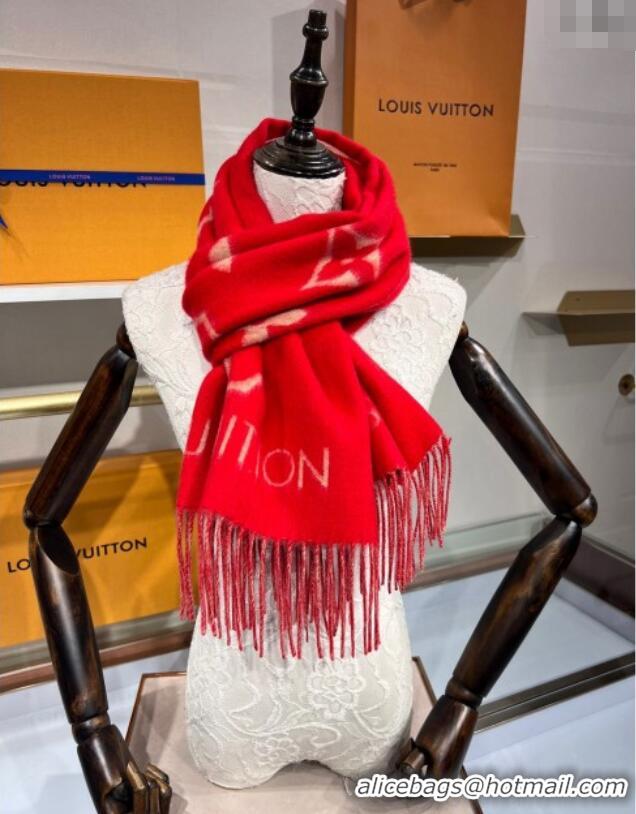 Shop Promotional Louis Vuitton Reykjavik Cashmere Long Scarf 45x180cm 1128 Bright Red 2024