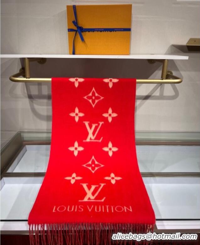 Shop Promotional Louis Vuitton Reykjavik Cashmere Long Scarf 45x180cm 1128 Bright Red 2024