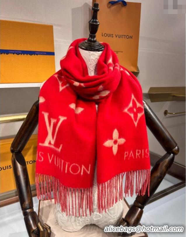 Shop Promotional Louis Vuitton Reykjavik Cashmere Long Scarf 45x180cm 1128 Bright Red 2024