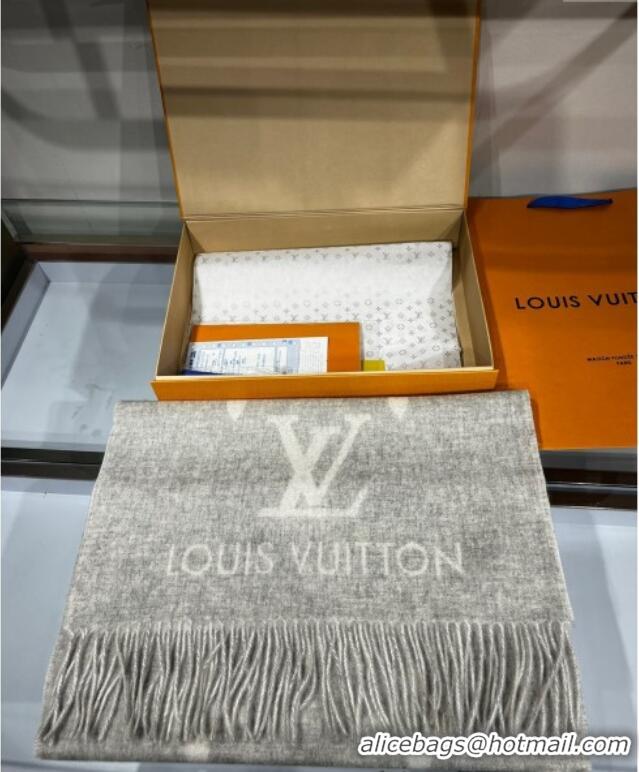 Luxury Cheap Louis Vuitton Reykjavik Cashmere Long Scarf 45x180cm 1128 Grey 2024