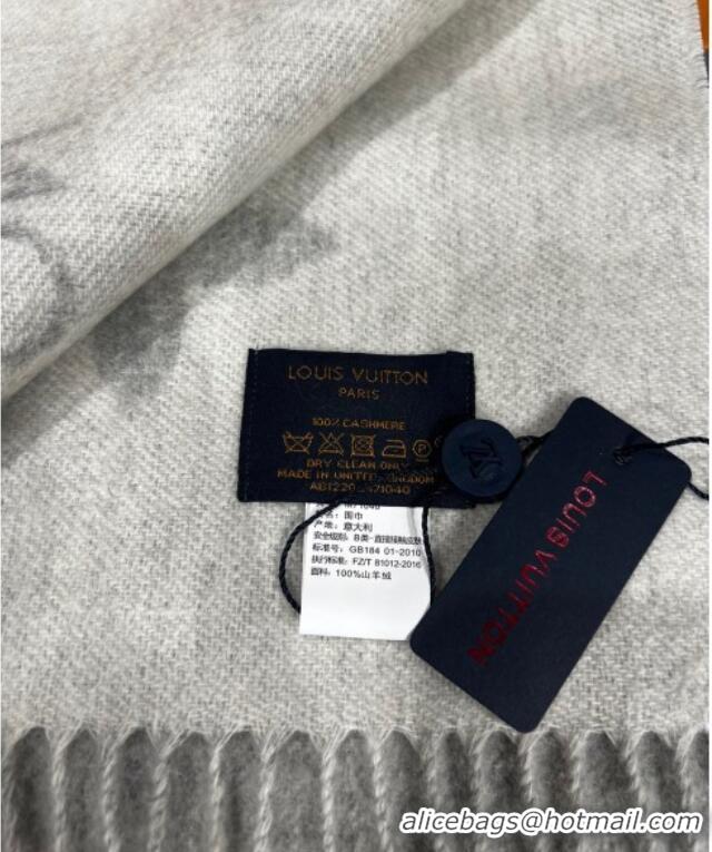 Luxury Cheap Louis Vuitton Reykjavik Cashmere Long Scarf 45x180cm 1128 Grey 2024