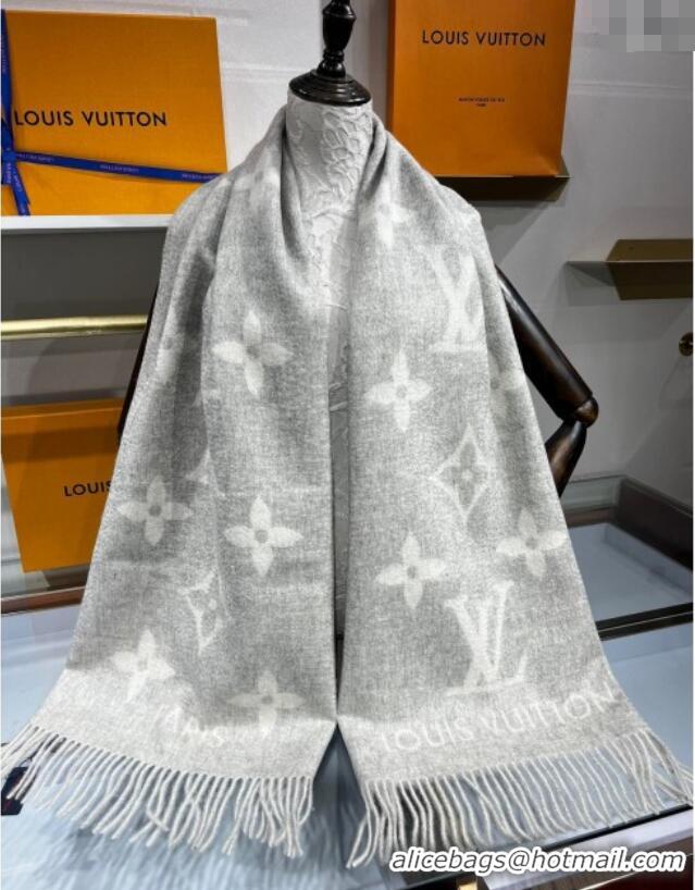 Luxury Cheap Louis Vuitton Reykjavik Cashmere Long Scarf 45x180cm 1128 Grey 2024