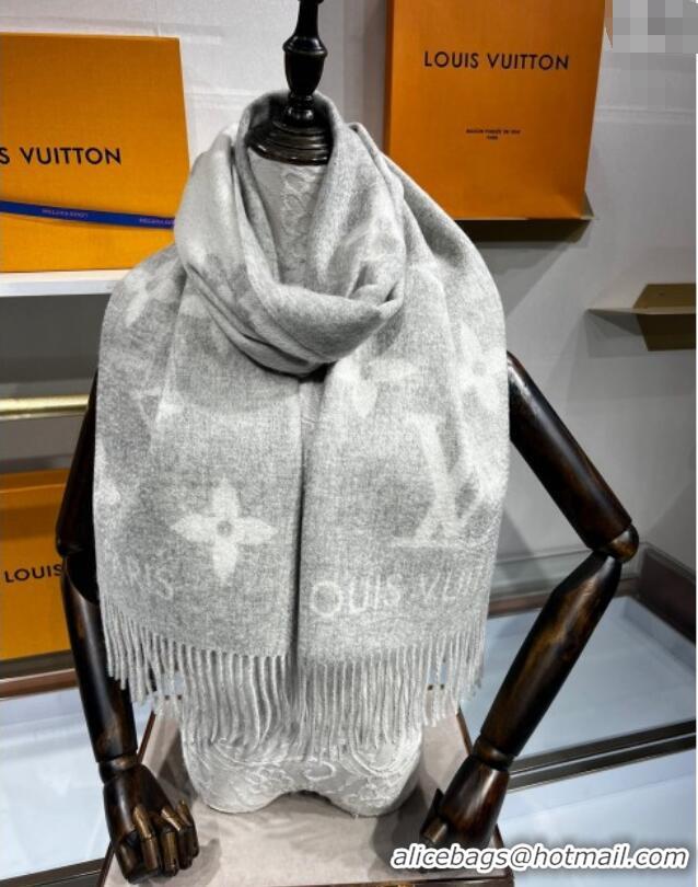 Luxury Cheap Louis Vuitton Reykjavik Cashmere Long Scarf 45x180cm 1128 Grey 2024