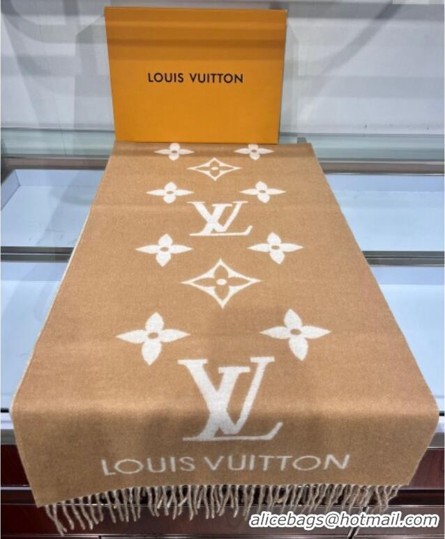 Good Looking Louis Vuitton Reykjavik Cashmere Long Scarf 45x180cm 1128 Camel 2024