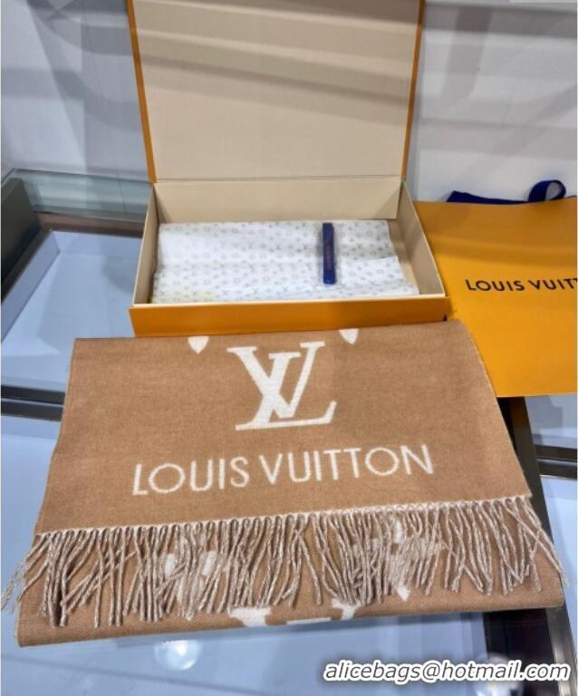 Good Looking Louis Vuitton Reykjavik Cashmere Long Scarf 45x180cm 1128 Camel 2024