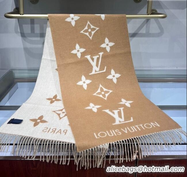 Good Looking Louis Vuitton Reykjavik Cashmere Long Scarf 45x180cm 1128 Camel 2024