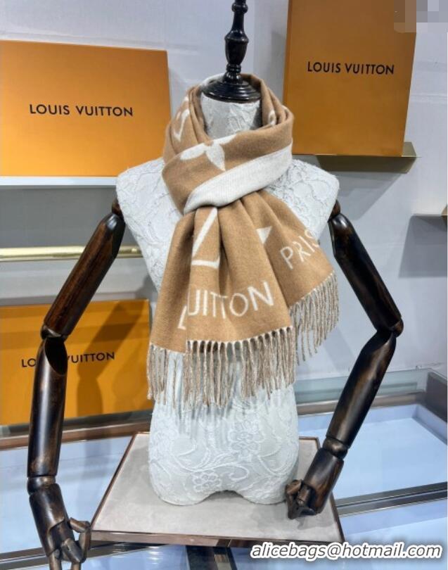 Good Looking Louis Vuitton Reykjavik Cashmere Long Scarf 45x180cm 1128 Camel 2024