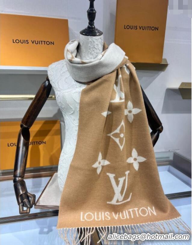 Good Looking Louis Vuitton Reykjavik Cashmere Long Scarf 45x180cm 1128 Camel 2024