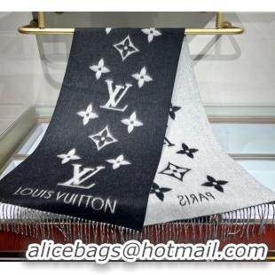 Grade Quality Louis Vuitton Reykjavik Cashmere Long Scarf 45x180cm 1128 Black 2024