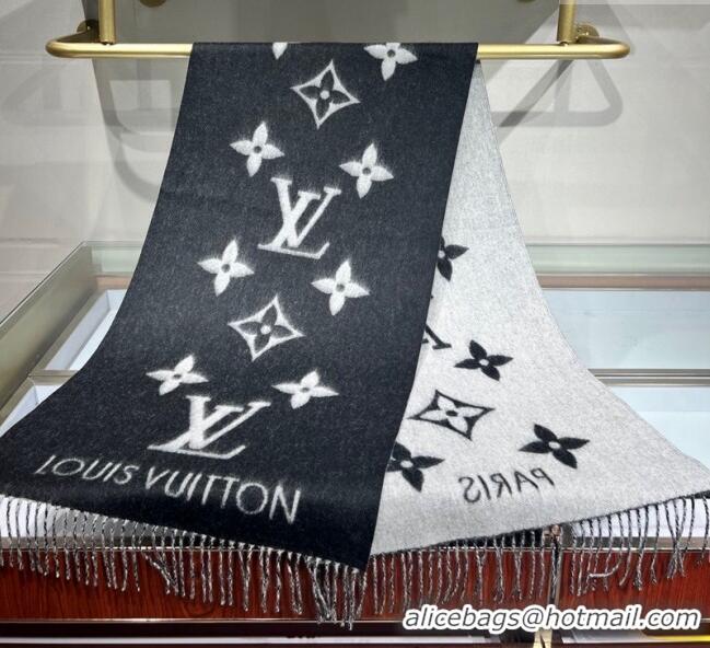 Grade Quality Louis Vuitton Reykjavik Cashmere Long Scarf 45x180cm 1128 Black 2024