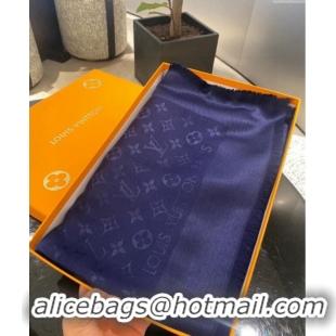 Good Taste Louis Vuitton Classic Monogram Shawl Scarf 140cm 1128 Dark Blue 2024