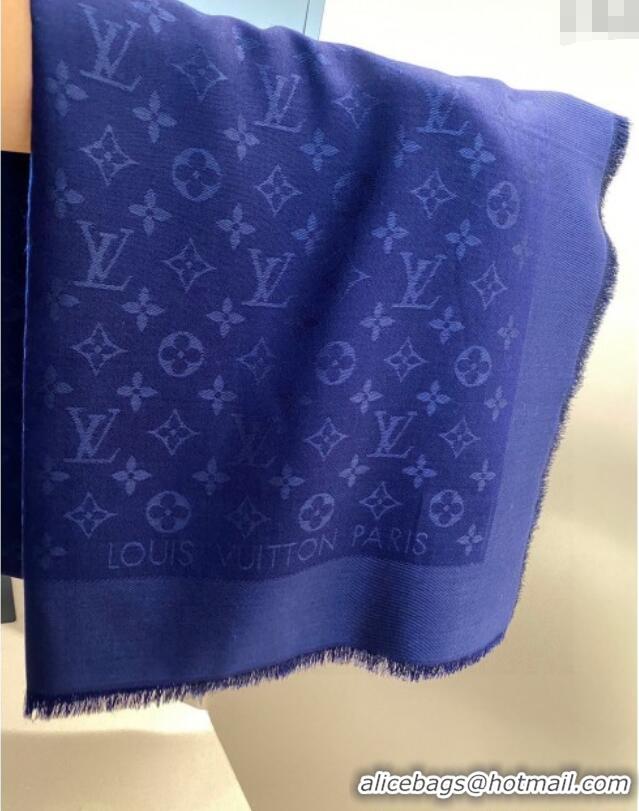 Good Taste Louis Vuitton Classic Monogram Shawl Scarf 140cm 1128 Dark Blue 2024