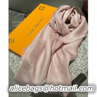 Luxury Cheap Louis Vuitton Classic Monogram Shawl Scarf 140cm 1128 Pink/Silver 2024