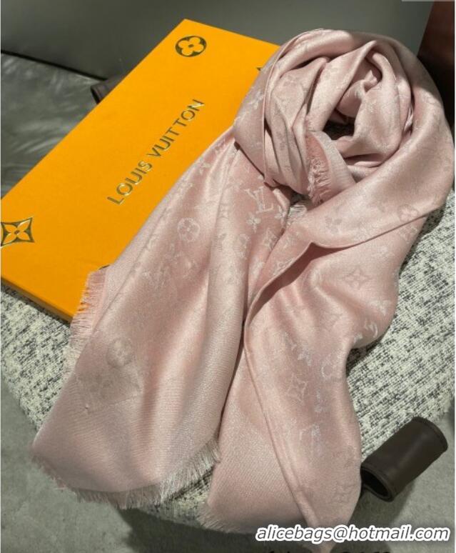 Luxury Cheap Louis Vuitton Classic Monogram Shawl Scarf 140cm 1128 Pink/Silver 2024