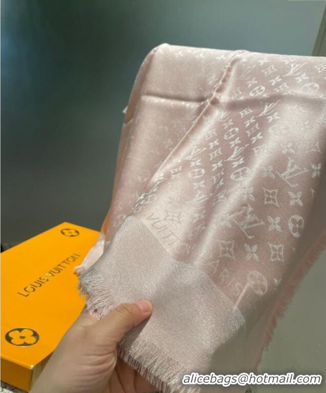 Luxury Cheap Louis Vuitton Classic Monogram Shawl Scarf 140cm 1128 Pink/Silver 2024