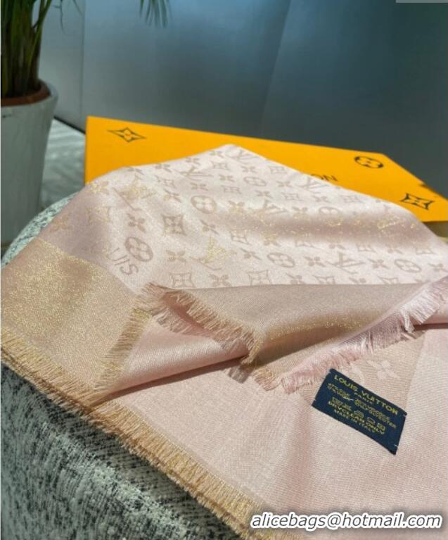 New Fashion Louis Vuitton Classic Monogram Shawl Scarf 140cm 1128 Pink/Gold 2024