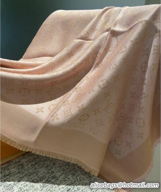 New Fashion Louis Vuitton Classic Monogram Shawl Scarf 140cm 1128 Pink/Gold 2024