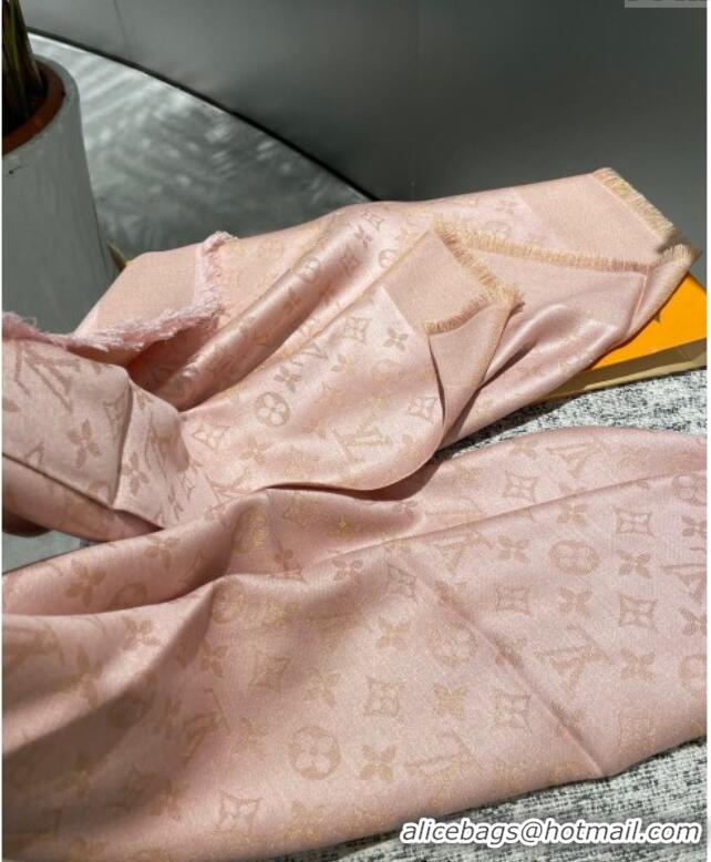 New Fashion Louis Vuitton Classic Monogram Shawl Scarf 140cm 1128 Pink/Gold 2024