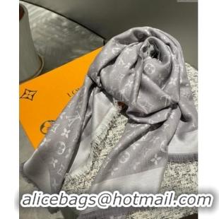 Low Cost Louis Vuitton Classic Monogram Shawl Scarf 140cm 1128 Light Grey 2024