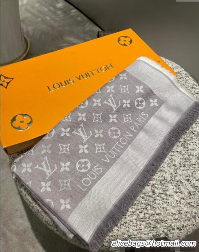 Low Cost Louis Vuitton Classic Monogram Shawl Scarf 140cm 1128 Light Grey 2024