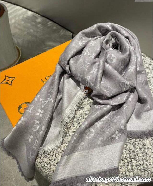 Low Cost Louis Vuitton Classic Monogram Shawl Scarf 140cm 1128 Light Grey 2024