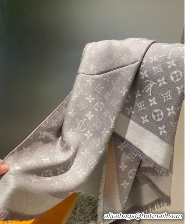 Low Cost Louis Vuitton Classic Monogram Shawl Scarf 140cm 1128 Light Grey 2024