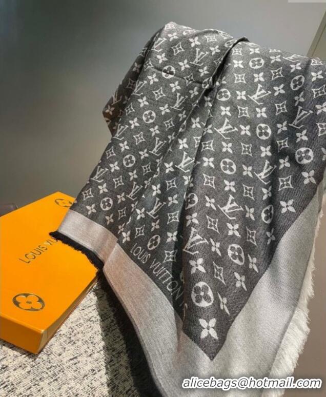 Well Crafted Louis Vuitton Classic Monogram Shawl Scarf 140cm 1128 Black/Grey 2024