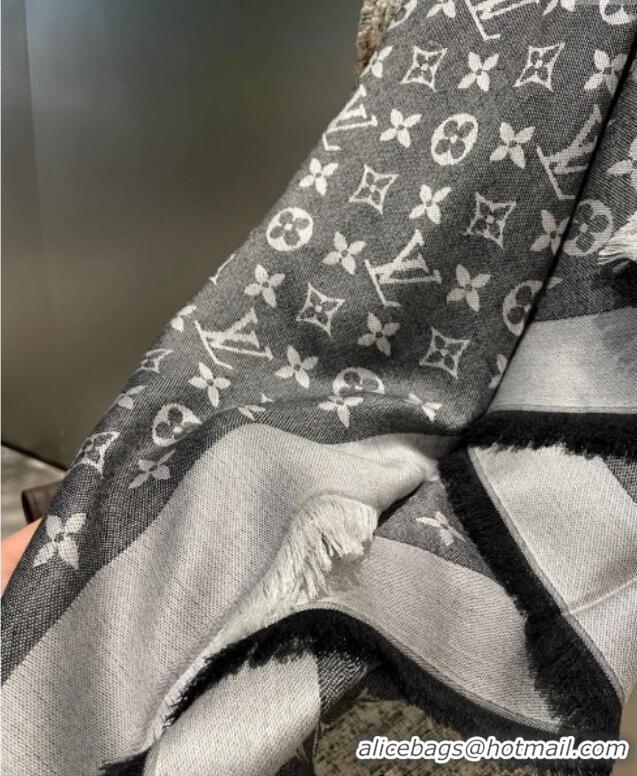 Well Crafted Louis Vuitton Classic Monogram Shawl Scarf 140cm 1128 Black/Grey 2024