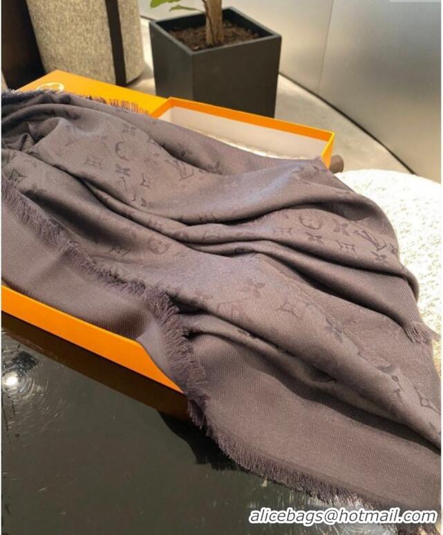 Top Grade Louis Vuitton Classic Monogram Shawl Scarf 140cm 1128 Dark Grey 2024