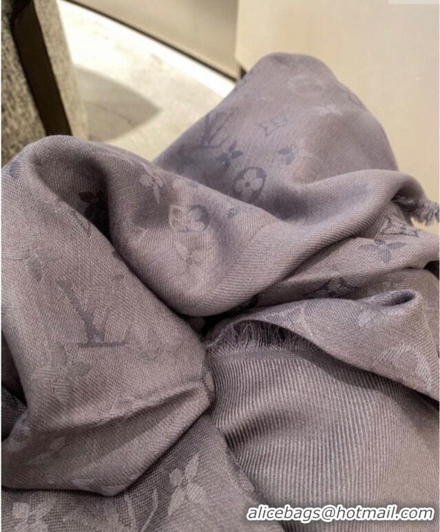 Good Quality Louis Vuitton Classic Monogram Shawl Scarf 140cm 1128 Grey 2024