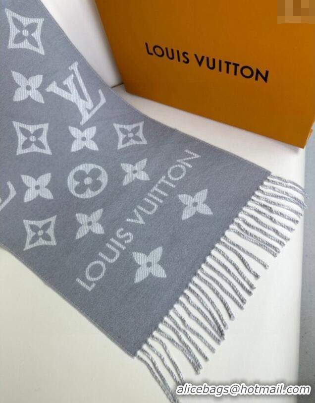 Top Grade Louis Vuitton Simple LV Wool Long Scarf 34x180cm 1128 Grey 2024