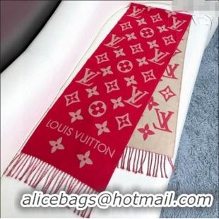 Top Grade Louis Vuitton Simple LV Wool Long Scarf 34x180cm 1128 Red 2024