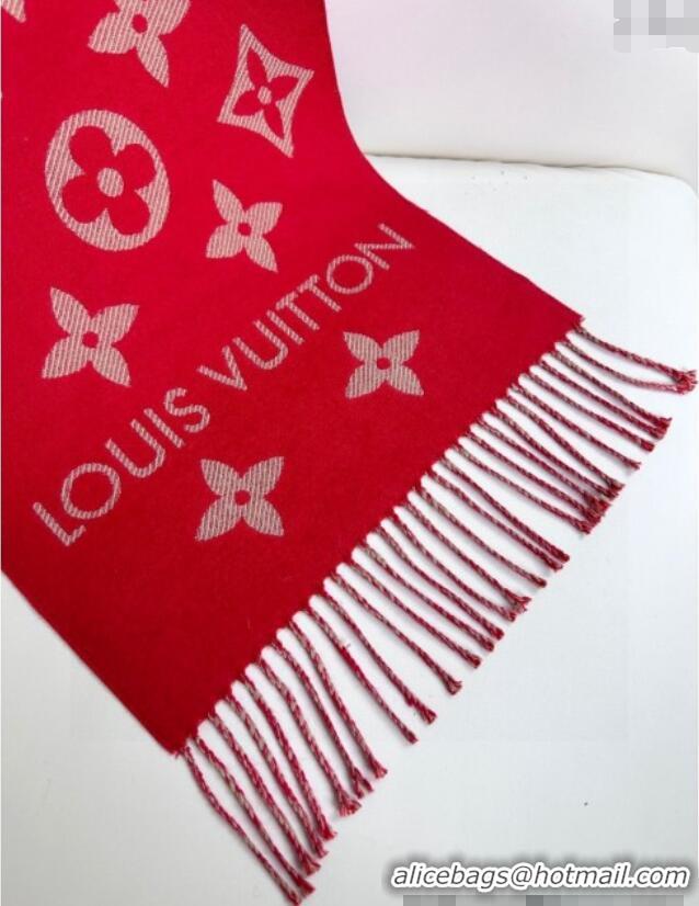 Top Grade Louis Vuitton Simple LV Wool Long Scarf 34x180cm 1128 Red 2024